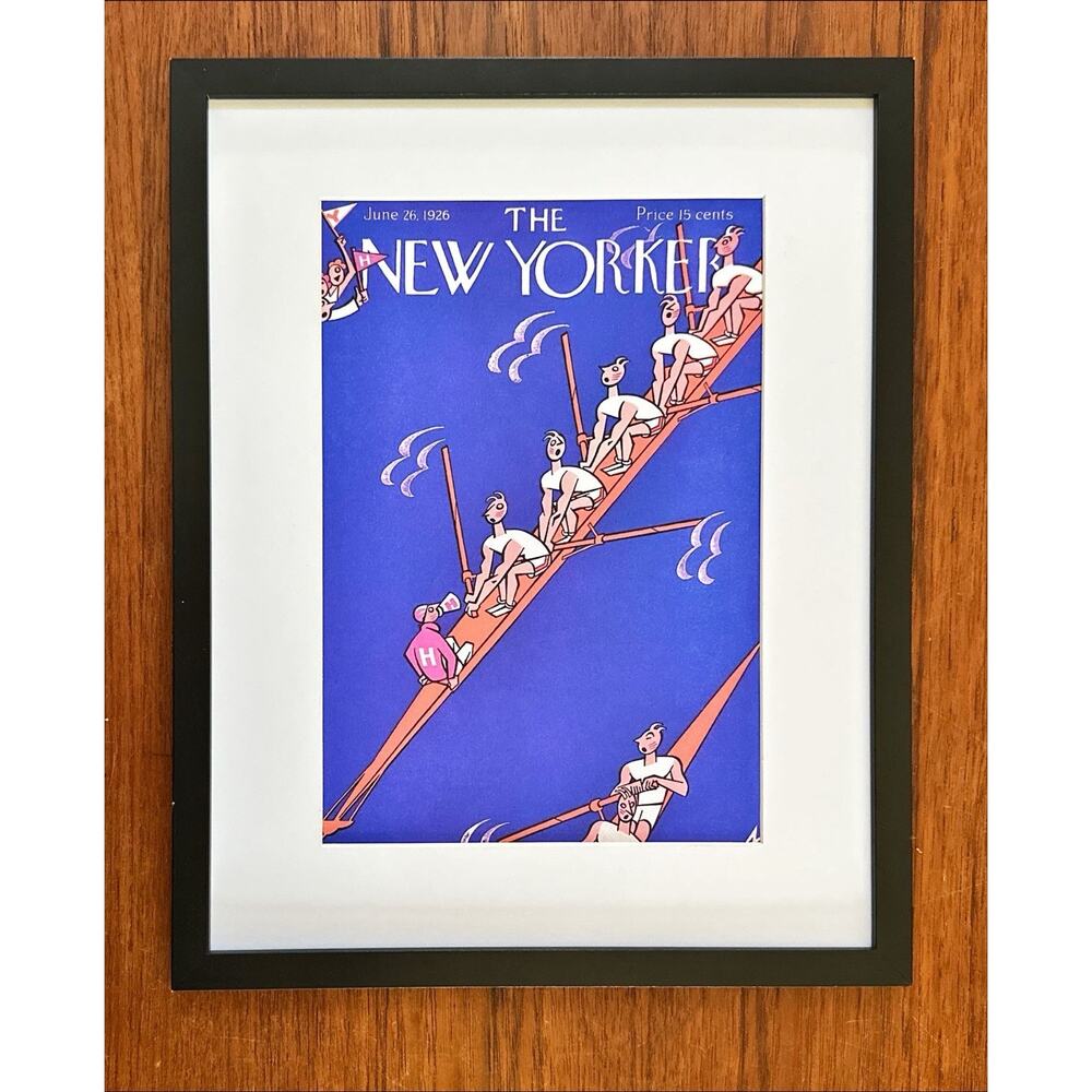 Framed 1926 The New Yorker Magazine June 26 Yale Harvard Sculling Mickey